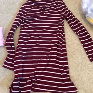 Burgundy and white stripped dress